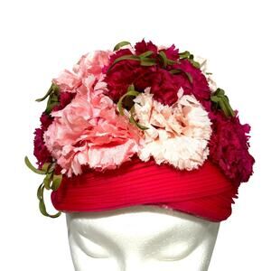Vintage Best & Co Fifth Ave New York Pink & White silk flowers pillbox Hat
